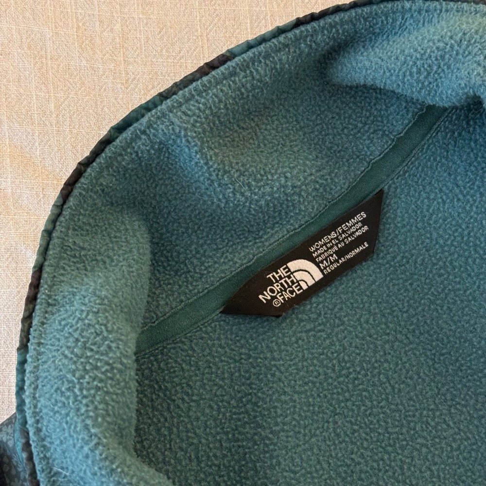 The North Face Womens Teal Geometric Print Quarter Zip Fleece Pullover Medium - Picture 3 of 11
